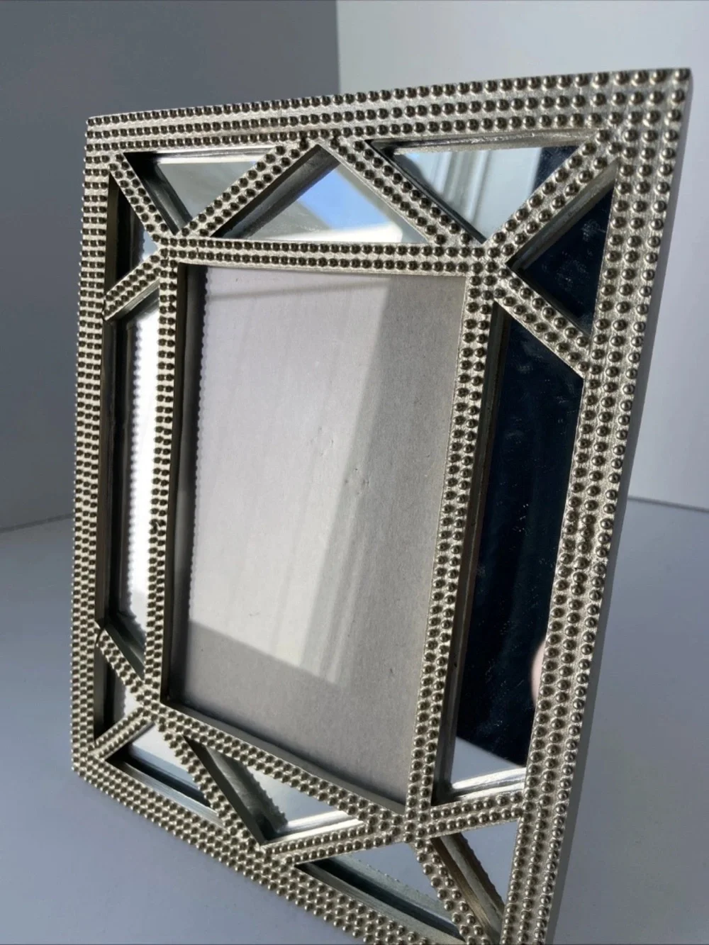 Nicole Miller Silver Beaded Mirrored Wall Frame IMPERFECT